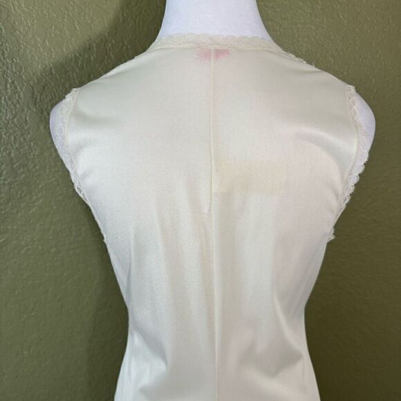 Valisere Paris Size S Semi Sheer Satin Nightgown Ivory Embroidered Lace Vintage - Picture 6 of 9